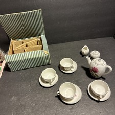 Vintage Miniature Tea Set Japan Porcelain Dollhouse Tea Set w Box R2