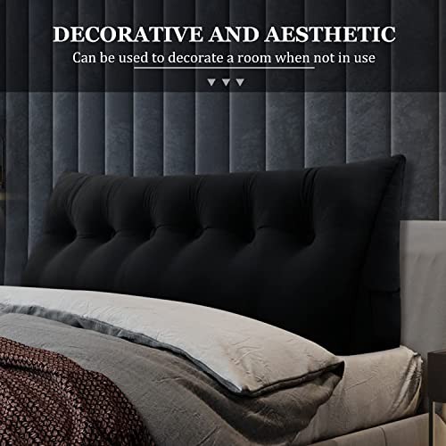 14 lbs Thickened Wedge Pillow Headboard Body Positioner King:76*8*20 IN Black