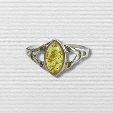 STERLING SILVER BALTIC AMBER STONE RING SIZE 8
