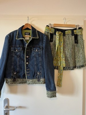 Vintage Twinset Jeansjacke und Faltenminirock von Dolce&Gabbana