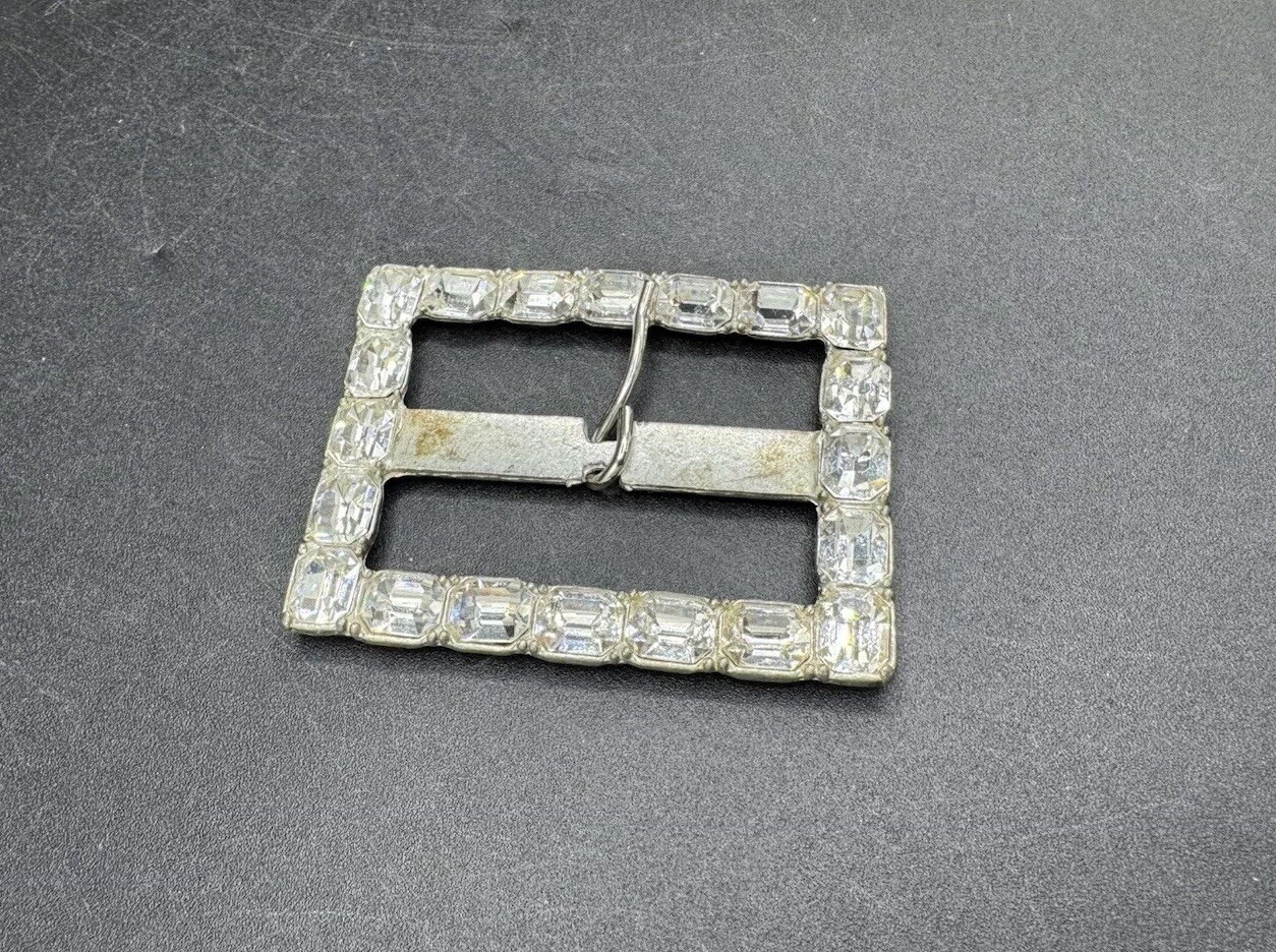 Vtg Rectangular Clear Rhinestone Crystal Covered … - image 7