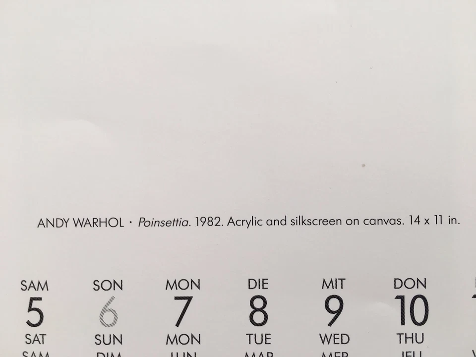ANDY WARHOL, 'FLOR DE POINSETTIA, 1982, IMPRESIÓN AUTÉNTICA DE 1992 TE NUEVO CALENDARIO Foto 4 de 4