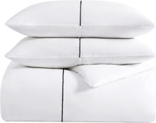 Chic King Duvet Cover Set with Shams, Soft Zig Zag White Bedding Essentials
