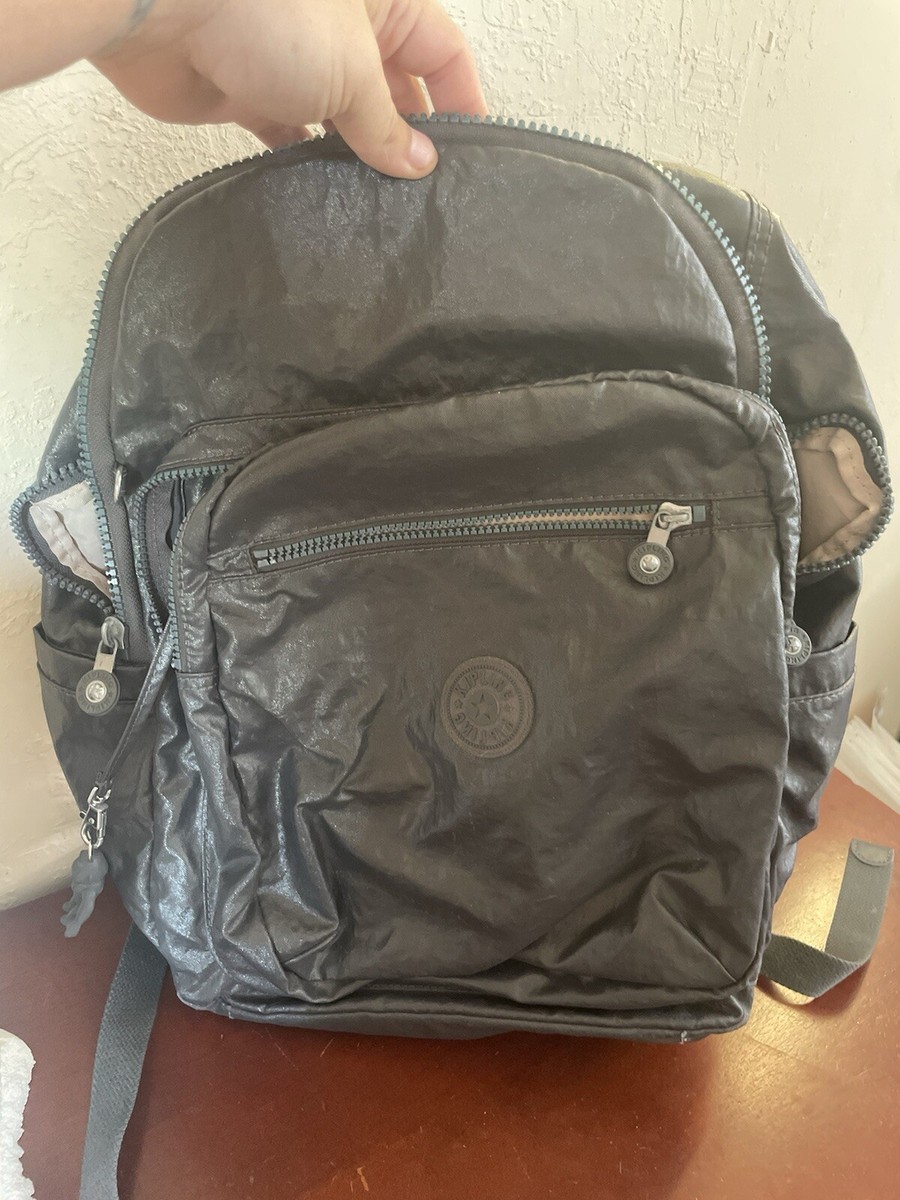 Kipling Metallic Pewter Coated Nylon Large Backpack‎ EUC, $109 Kipling Metallic Pewter Coated Nylon Large Backpack EUC  main image 3