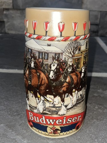  Set of 2 1986 Series B In Town Anheuser Busch Budweiser Beer Stein Clydesdales - Picture 3 of 8
