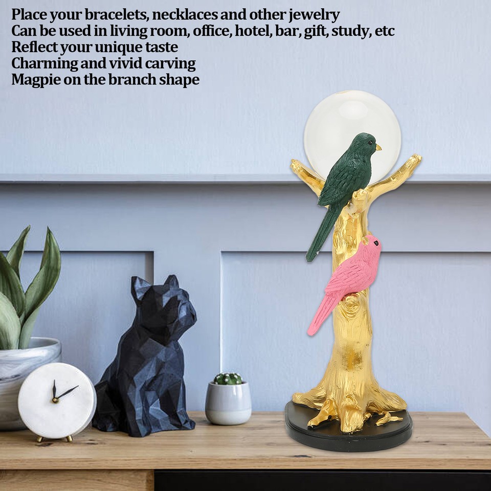 Branch Bird Figurine Magpie On Branch Lucky Jewelry Storage Resin