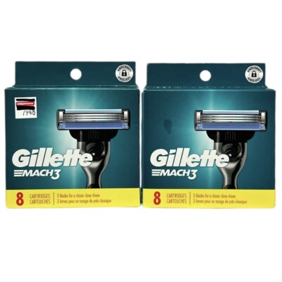 2 Gillette Mach3 Men's 8 ct. Razor Blade Cartridge Refills - 3-Blade Cartridges