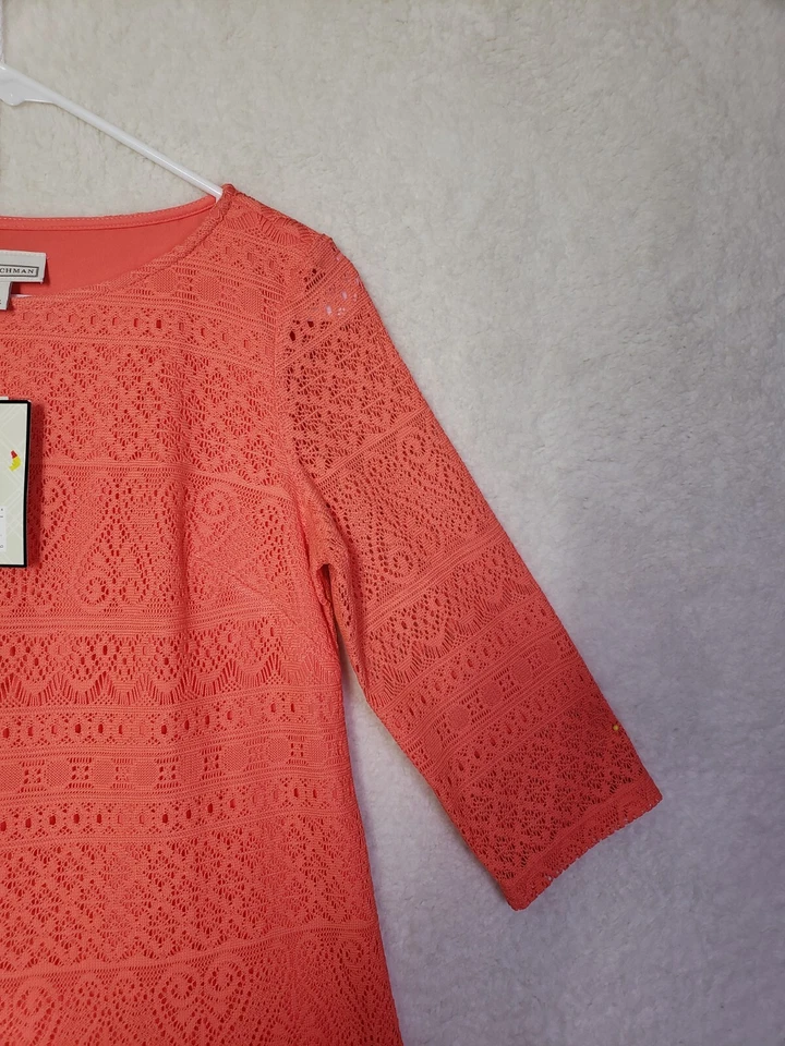 Vestido para mujer Dana Buchman 4 coral arena poliéster manga 3/4 hasta la rodilla funda Foto 3 de 4