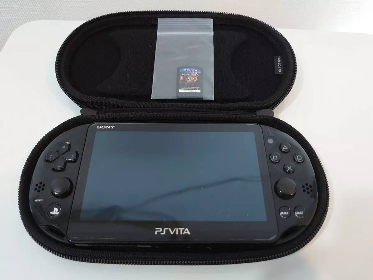 Sony PlayStation PS Vita PCH-2000 ZA11 Black Console with Pouch ,Minecraft