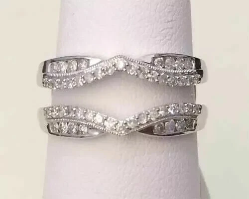 3Ct Round Cut Lab Created Diamond Enhancer Wedding Ring 14k White Gold Plated