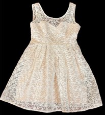 Ark & Co White Dress Small Fit & Flare Embroidered Sleeveless Open Back Lined