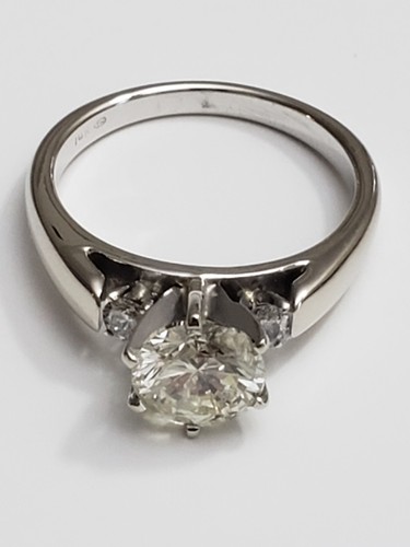 14K Weißgold Verlobungsring mit 1,50 ctw natürlichem Diamanten in der Mitte - Bild 1 von 10