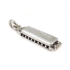 Harmonica Music Instrument 3D 925 Solid Sterling Silver Charm MADE IN USA