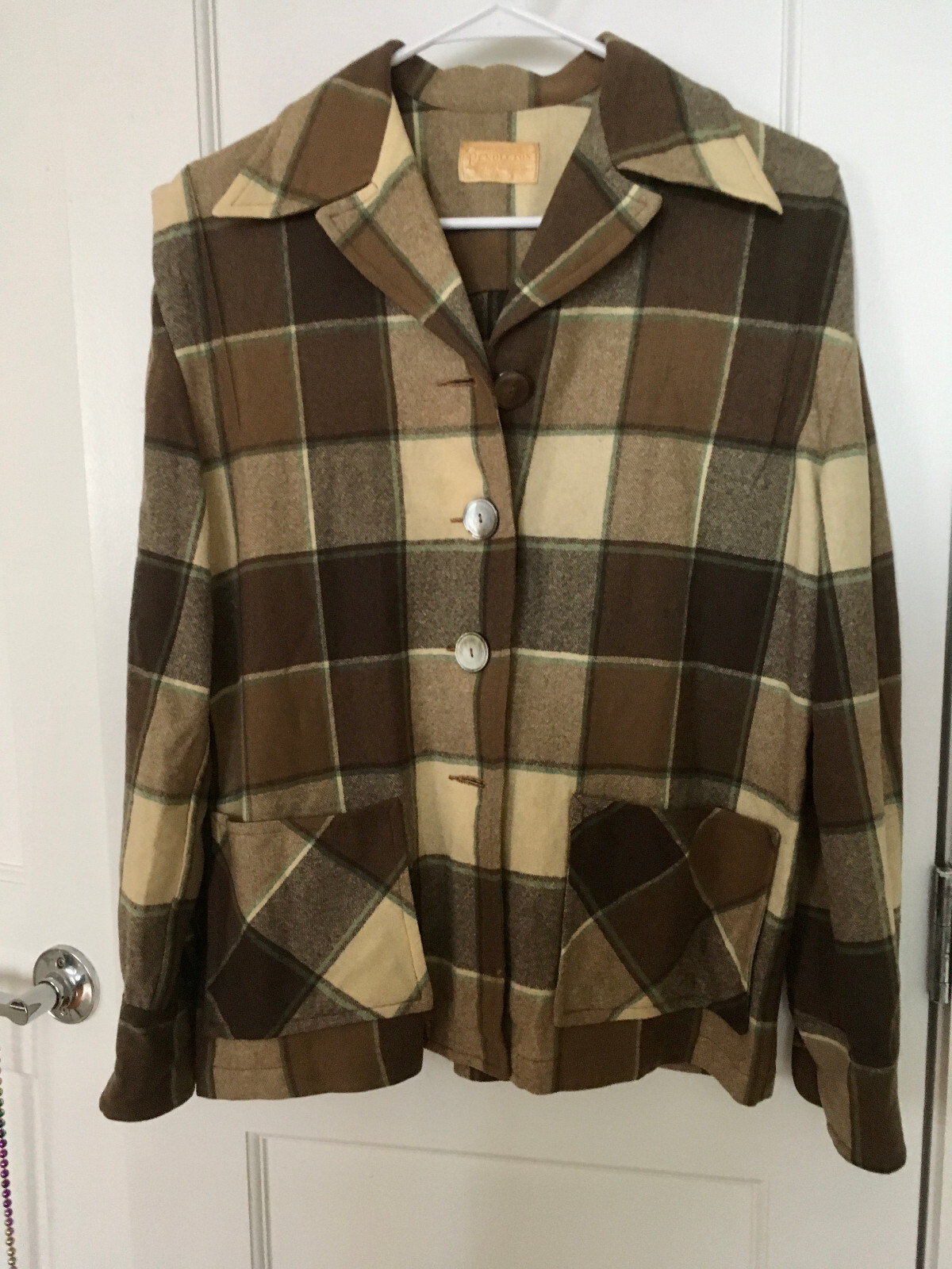 Vintage Pendleton Button Front Wool Plaid Jacket … - image 1