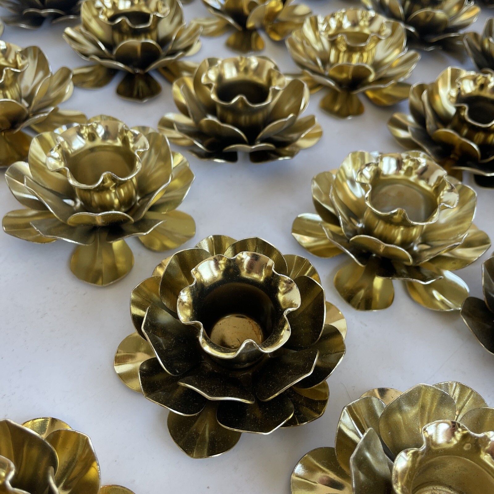 Lot 48 Metal Rose Floral MINI Candle Holders GOLD FLORAL CANDLE HOLDER