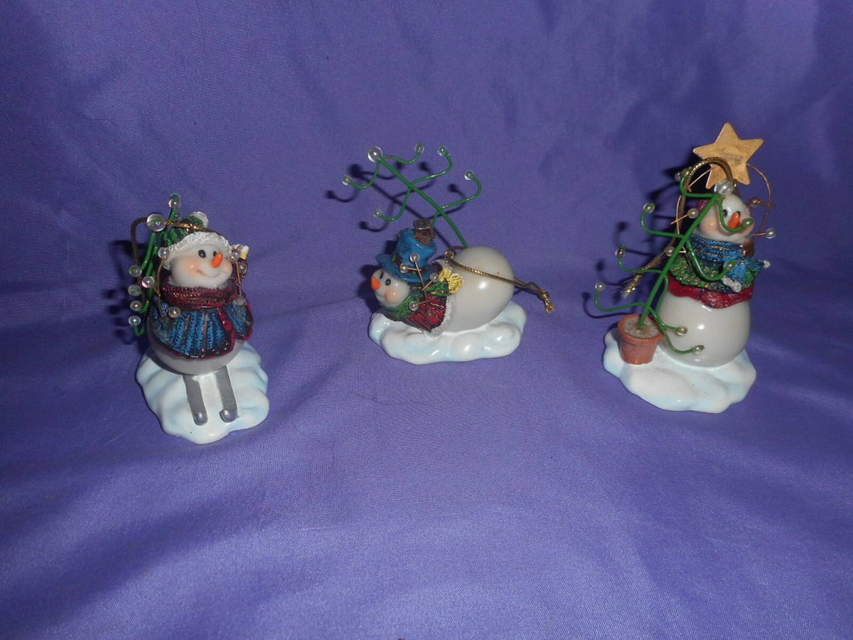 3 NEW HOME INTERIORS HOMCO #57096 SNOWMEN SNOW PLAY CHRISTMAS