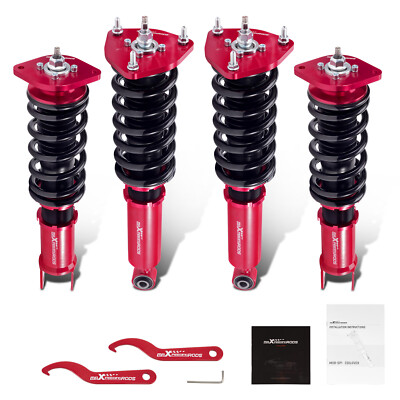 パーツ Adjustable Coilover Suspension Set (Red) Coilovers Suspension 24 Way Adjustable Damper For NISSAN 370Z Z34