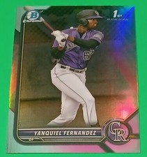Yanquiel Fernandez 2022 Bowman Chrome 1st Aqua Pink Vapor Refractor /125