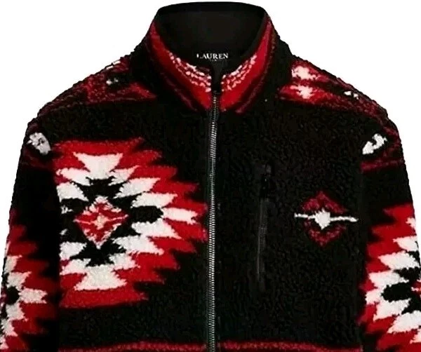 Polo Ralph Lauren Aztec Jacket Women's Large Shepra Southwestern Black Full Zip - Image 3 of 4