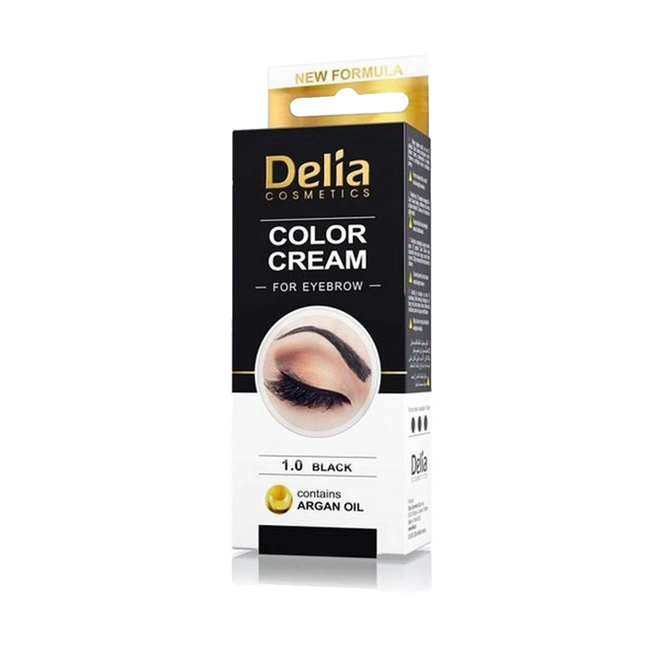 Maquillaje de ojos con tinte de cejas negro crema