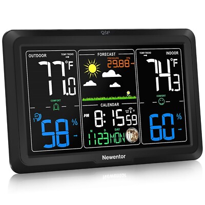 Newentor Weather Station Wireless Indoor Outdoor, Indoor Outdoor Thermometer ...