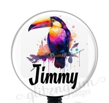 Parrot Retractable Badge Holder Reel, Tropical Personalized Name Badge GG6376B