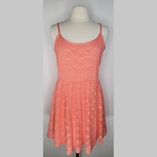 ASOS Orange Lace Overlay Cami Dress Size 12 Mini Fit & Flare Lined