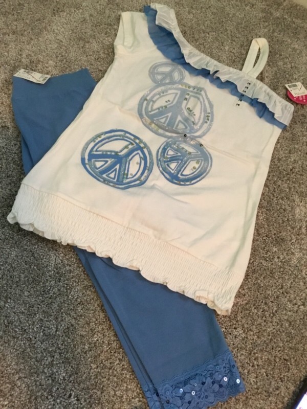 justice sequins tunic and capri pants NWT