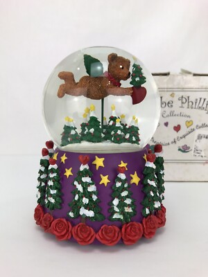 Phebe Phillips Teddy Bear Woodland Fairy Christmas Musical Tune Waterglobe 