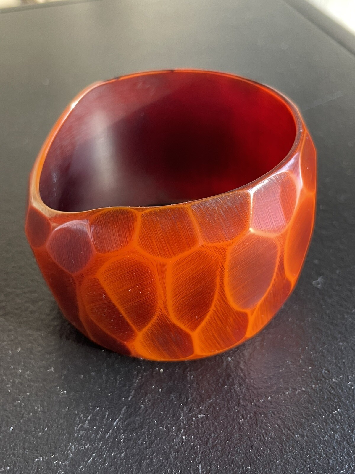 VTG Runway Fashion BOLD CARVED Celluloid Bangle WIDE Bakelite? BRACELET ...