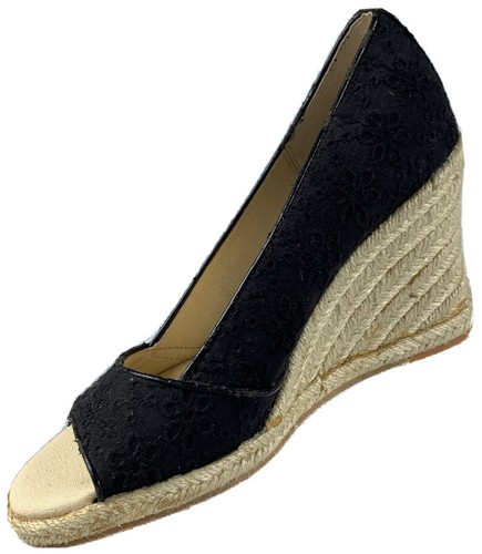 Tommy Hilfiger De Mujer Zapatos $89 8M Negro Sandalia Alpargata Cojín Cuña  Puntera Abierta | eBay