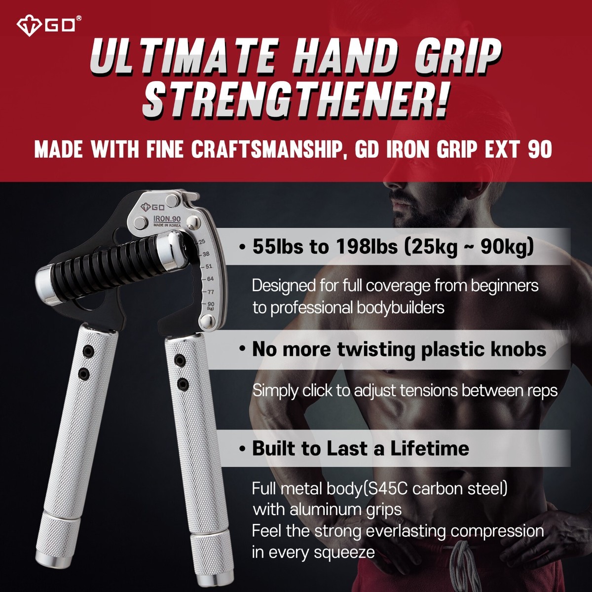 Express Ship] GD Iron Grip Premium Adjustable Hand Gripper
