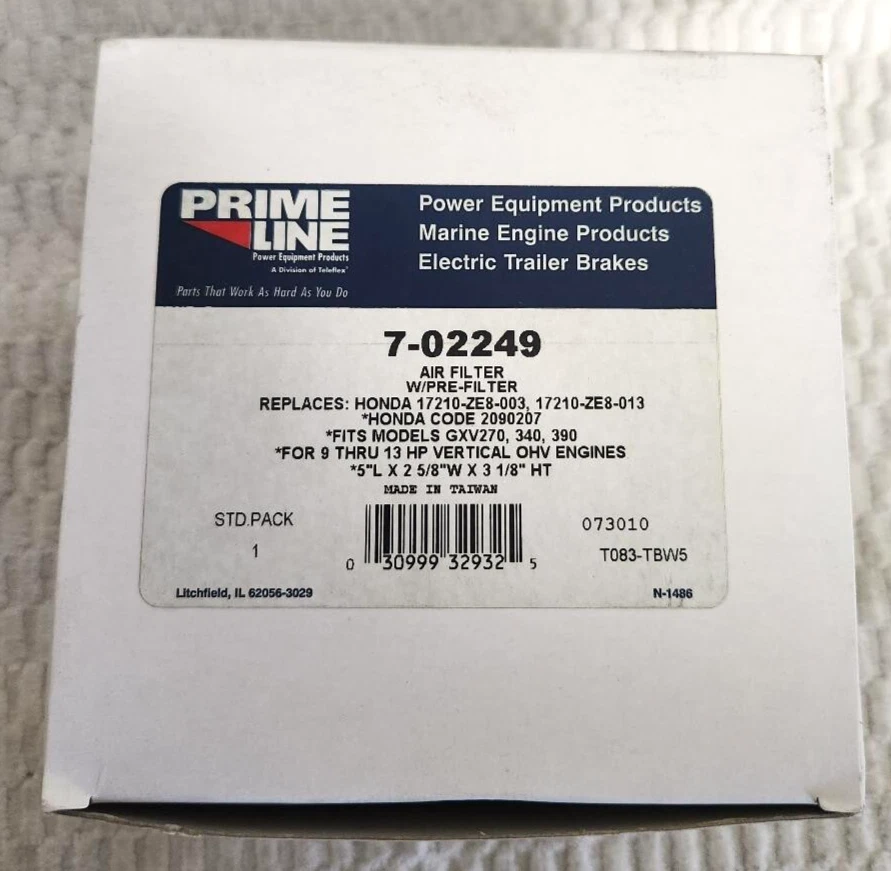 Filtro de ar Prime Line 7-02249; 5" L X 2 5/8" L X 3 1/8" H - Imagem 3 de 3