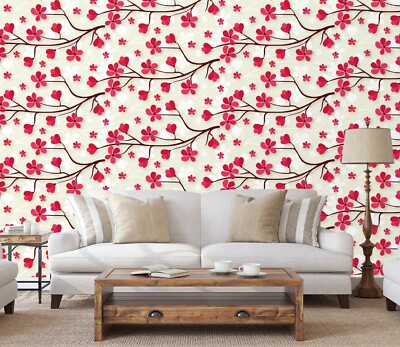 3D Pink Flower Branch 42250NA Wallpaper Wall Murals Removable Wallpaper Fay