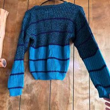 Vintage High Sierra By Mervyn's kids turquoise and purple knit sweater sized med