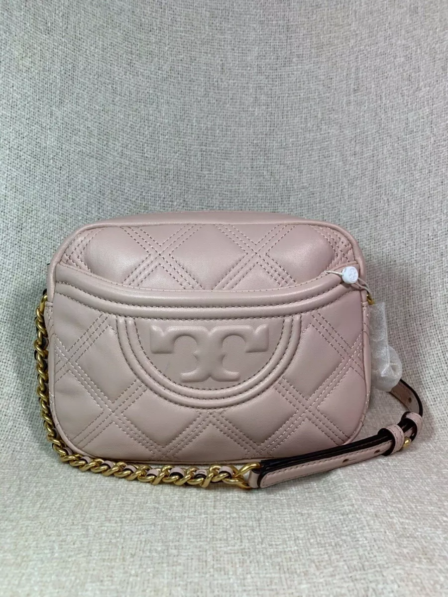 NEW Tory Burch Shell Pink Fleming Soft Small Camera Bag $398