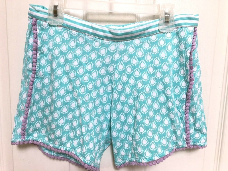 Garnet Hill Kids Teal Paisley White Lilac Girls' Shorts Size 14