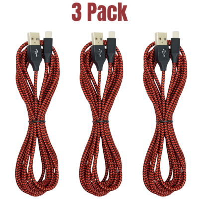 3Pack 10Ft USB Cable Braided Fast Charging Charger For iPhone 12 XR X 8 7 6 iPad