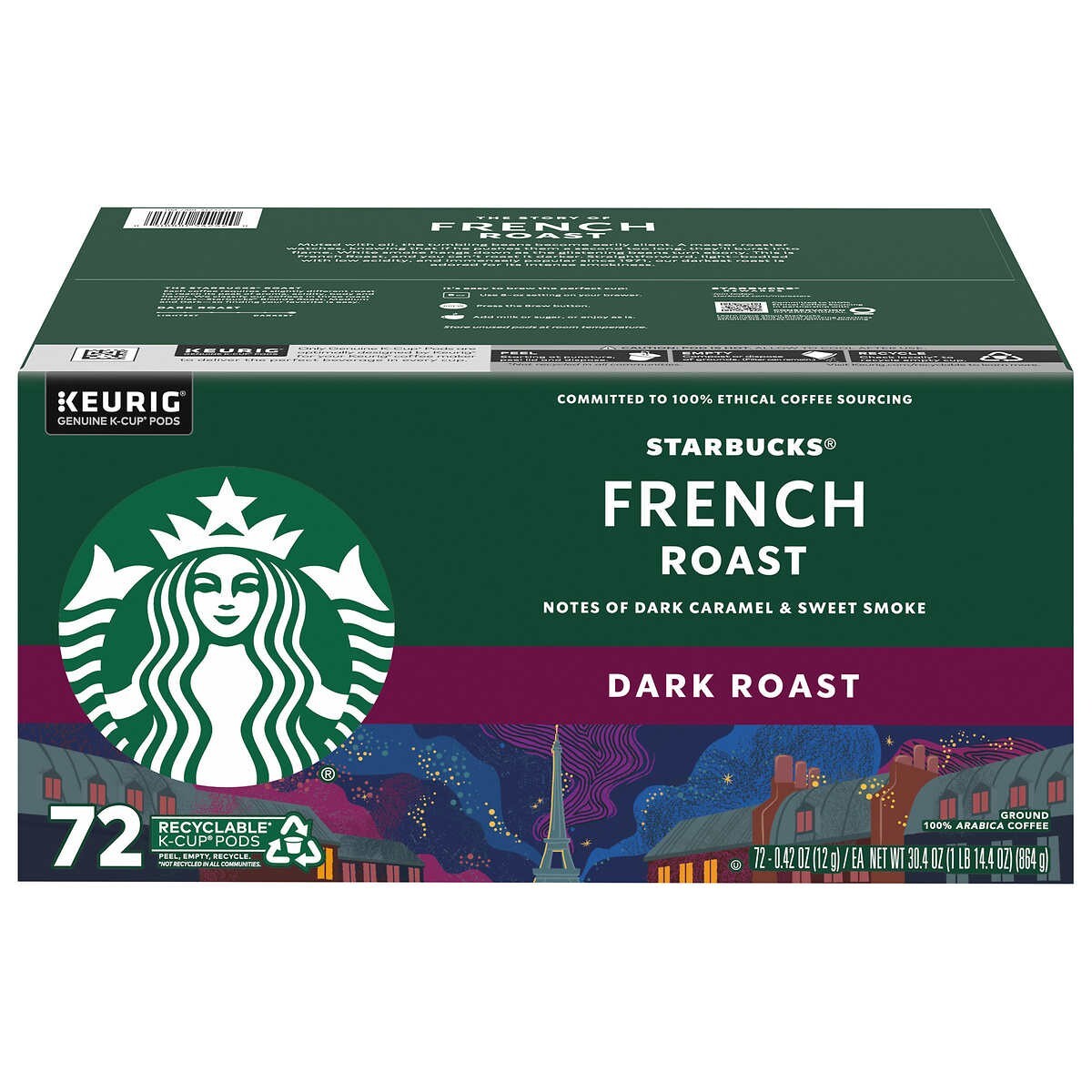 Starbucks French Dark Roast Coffee 72 Keurig K-Cup Pod 100