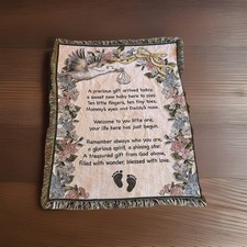Baby Newborn Tapestry Throw Stork Nursery Shower Gift Blanket Wall Hanging 54"