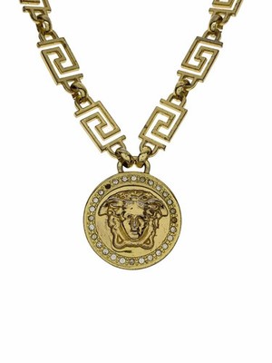versace halskette gold Medusa GRECA 57cm Steinkratzer fehlen Zubehör Aut