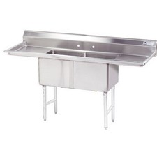 18 in x 24 in x 14 in 2 Compartment Sink w/ Left and Right Drainboards