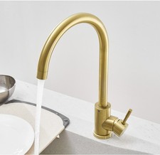 Gold Kitchen Mixer Tap 360° Swivel Spout Brushed Sink Faucet Nordic Style
