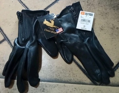 Wilsons Leather Black Deerskin M Gloves Unline Adult Size S - USA MADE - NEW!