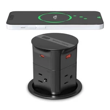 ANNQUAN 3.15" Pop Up Outlet with 15W Wireless Charger Max 20W Power Delivery NEW
