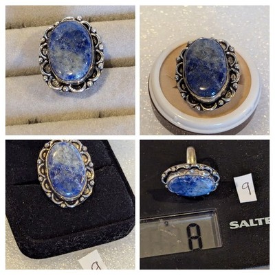 Vintage Lapislazuli Ring ovale Form 8 g Größe klein K Sterlingsilber 925 gestempelt