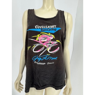 Vintage 90s Coors Light Team Cycling Greg LeMond Tank Top Mens Large Black USA