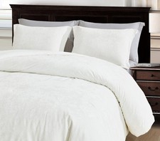 Chezmoi Collection Lux 3-Piece Cream White Velvet Comforter Set Queen Size, All