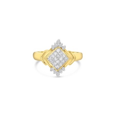 Diamant Cluster Cocktail Ring 14k Gelbgold