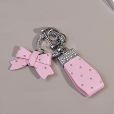 1 pc New Shining Bow PU Leather Keychain Cute Charm for Car Keys Bags